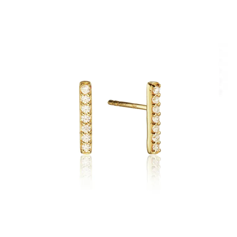 Gold Diamond Style Bar Stud Earrings sold by Lily & Roo
