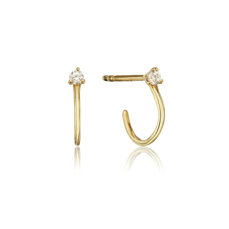 Gold Diamond Style Lobe Hoop Stud Earrings sold by Lily & Roo