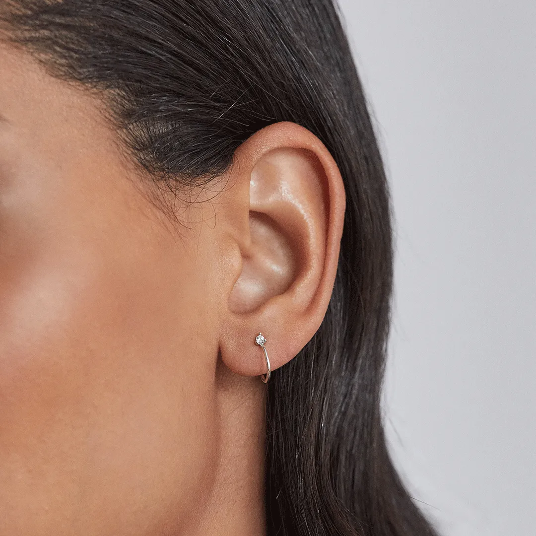 Silver Diamond Style Lobe Hoop Stud Earrings sold by Lily & Roo product image thumbnail 2