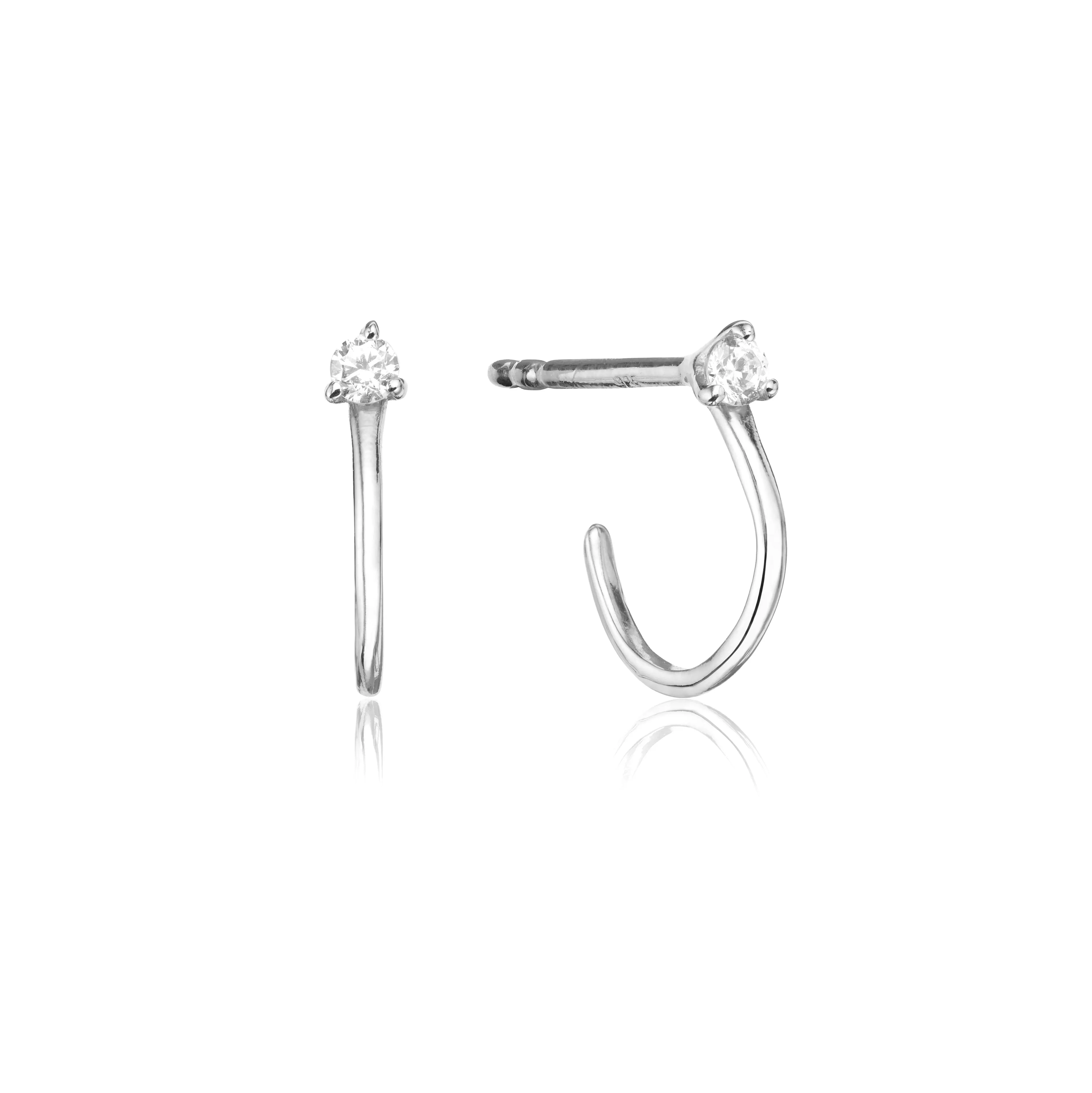 Silver Diamond Style Lobe Hoop Stud Earrings sold by Lily & Roo