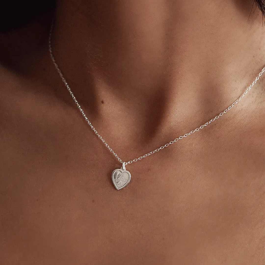 Silver Small Heart St Christopher Necklace sold by Lily & Roo product image thumbnail 4