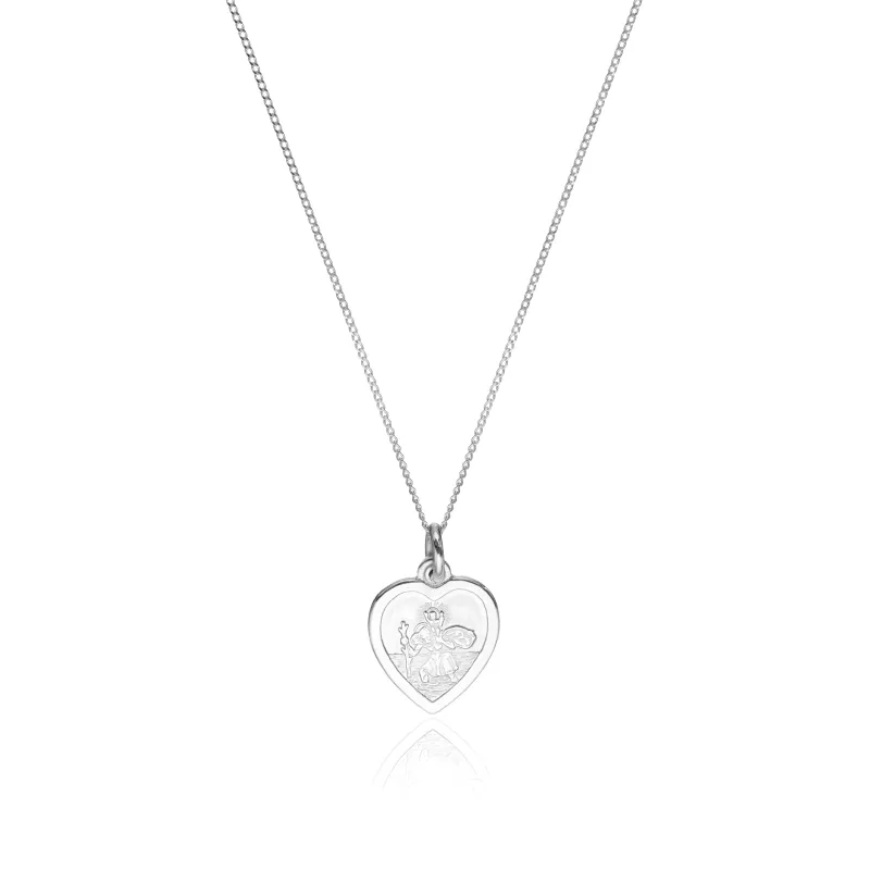 Silver Small Heart St Christopher Necklace sold by Lily & Roo