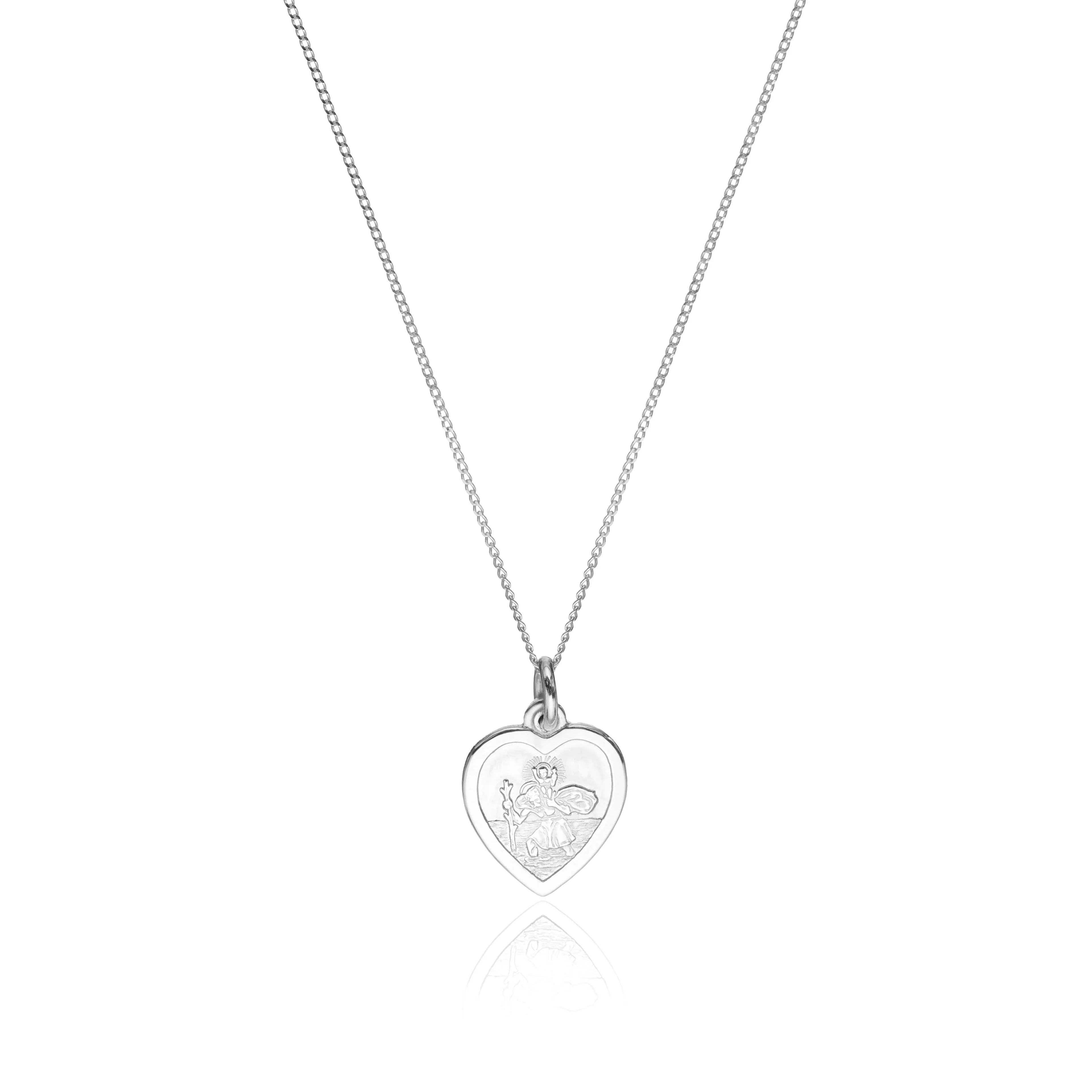 Silver Small Heart St Christopher Necklace sold by Lily & Roo