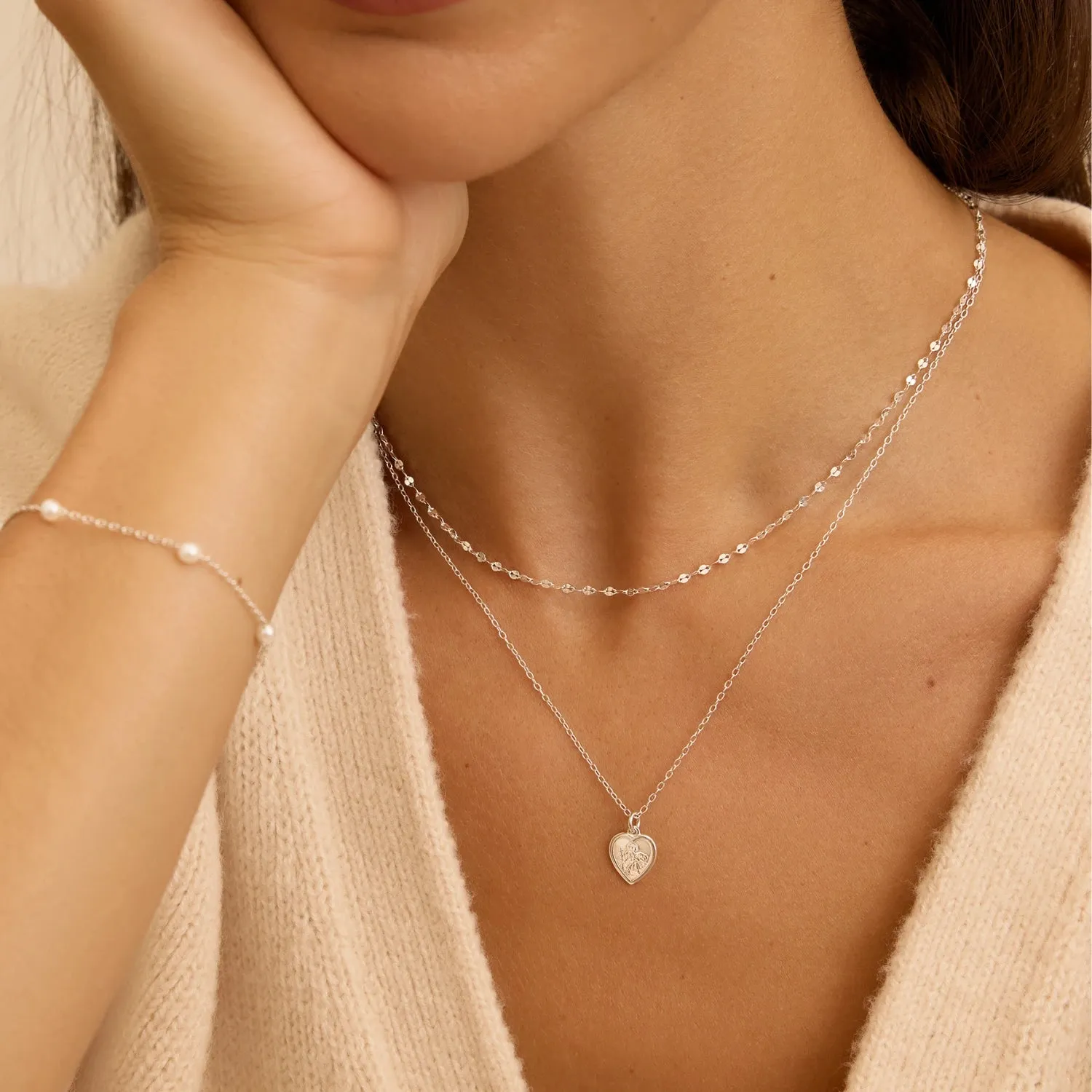 Silver Small Heart St Christopher Necklace sold by Lily & Roo product image thumbnail 2