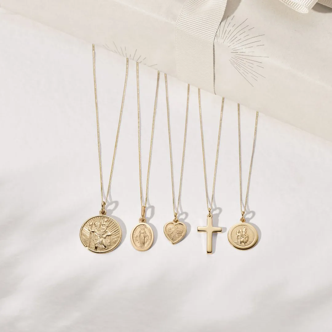 Solid Gold Small Heart St Christopher Necklace sold by Lily & Roo product image thumbnail 5