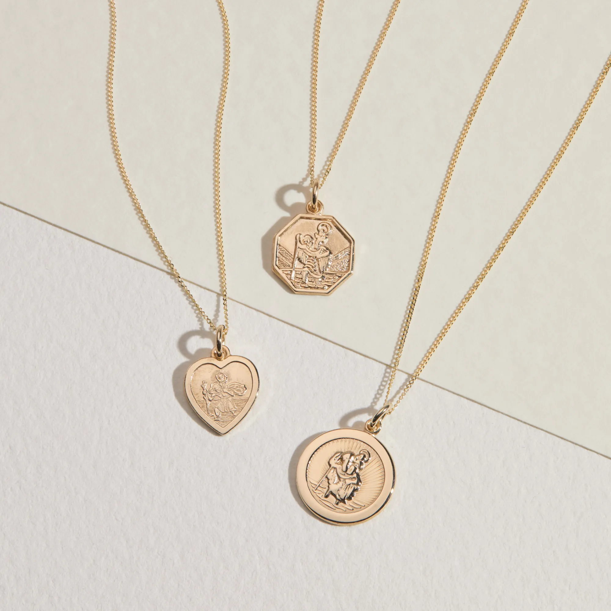 Solid Gold Small Heart St Christopher Necklace sold by Lily & Roo product image thumbnail 4