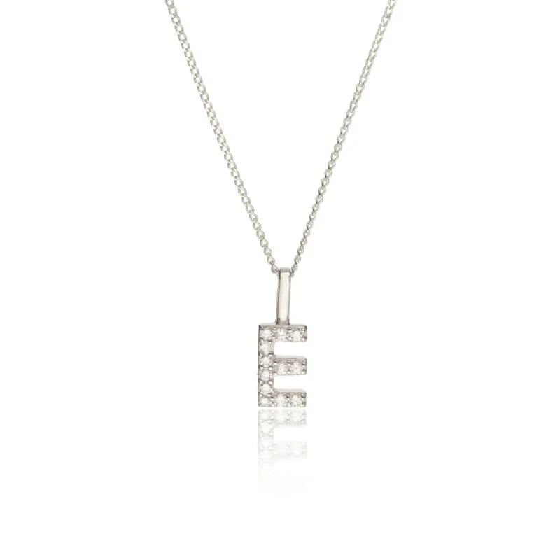 Solid White Gold Genuine Diamond Initial Letter Necklace made by Lily & Roo