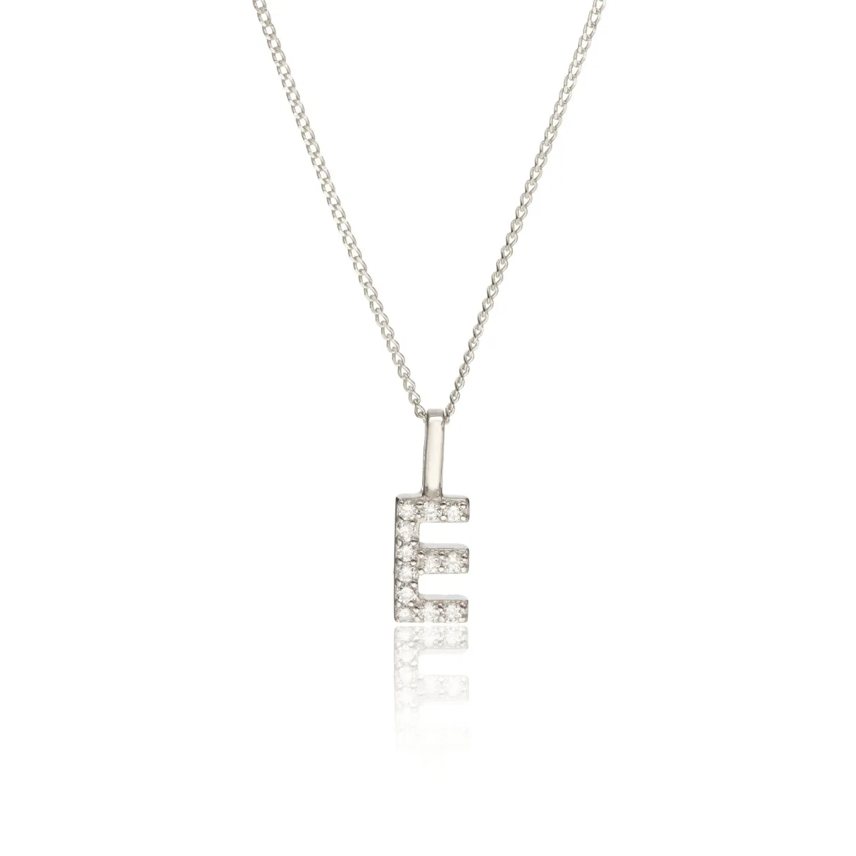 Solid White Gold Genuine Diamond Initial Letter Necklace sold by Lily & Roo