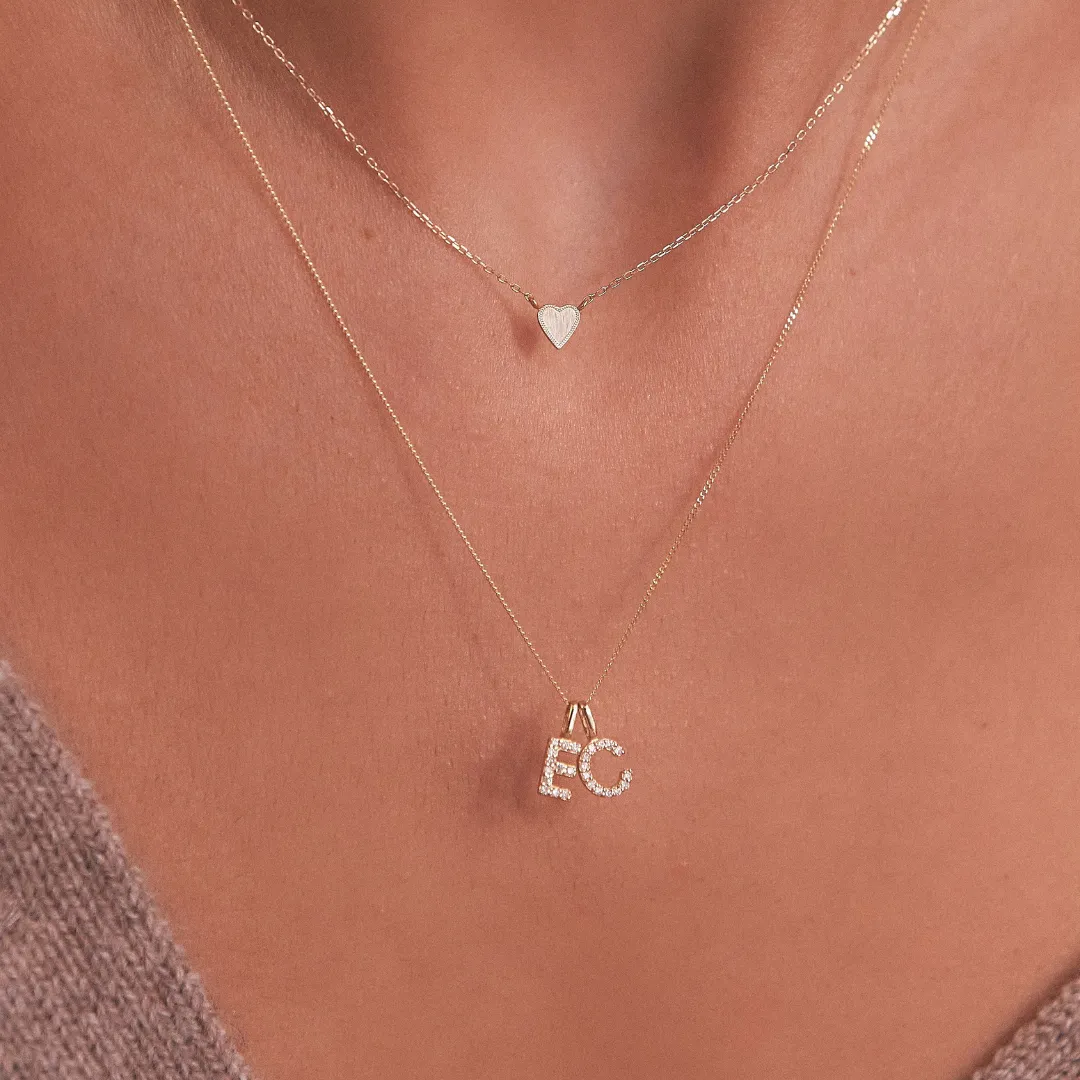 Solid White Gold Genuine Diamond Initial Letter Necklace sold by Lily & Roo product image thumbnail 4