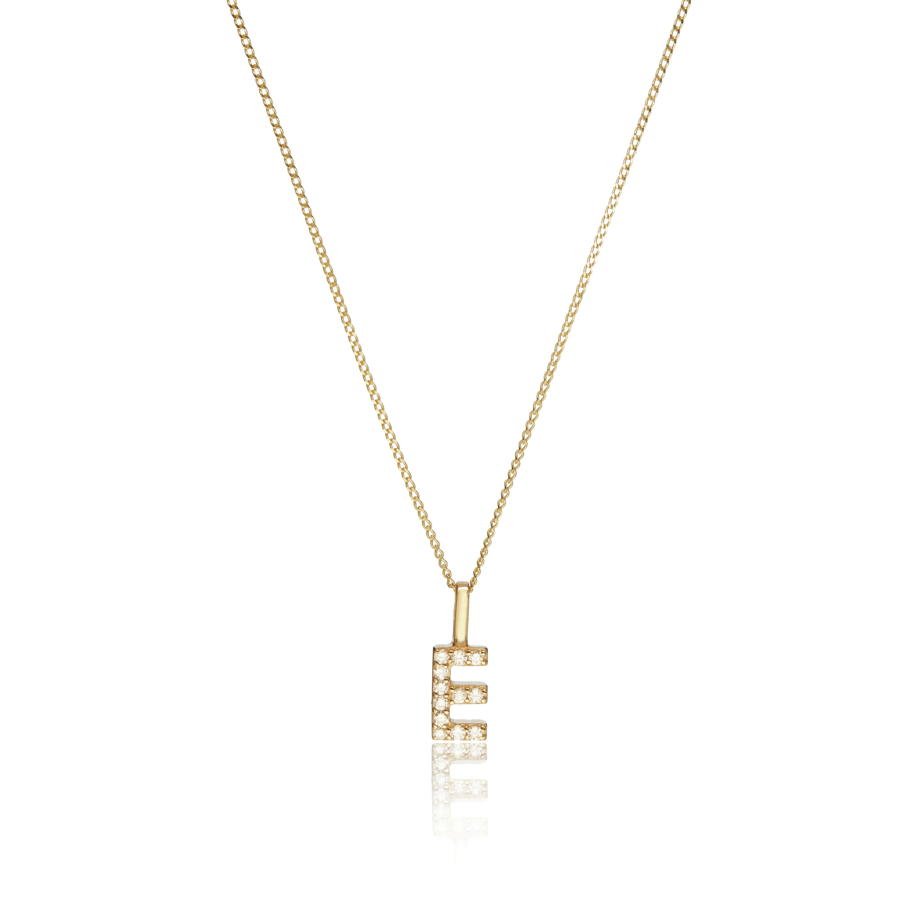 Solid Gold Genuine Diamond Initial Letter Necklace sold by Lily & Roo