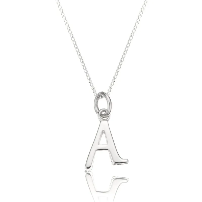 Solid White Gold Curve Initial Letter Necklace made by Lily & Roo