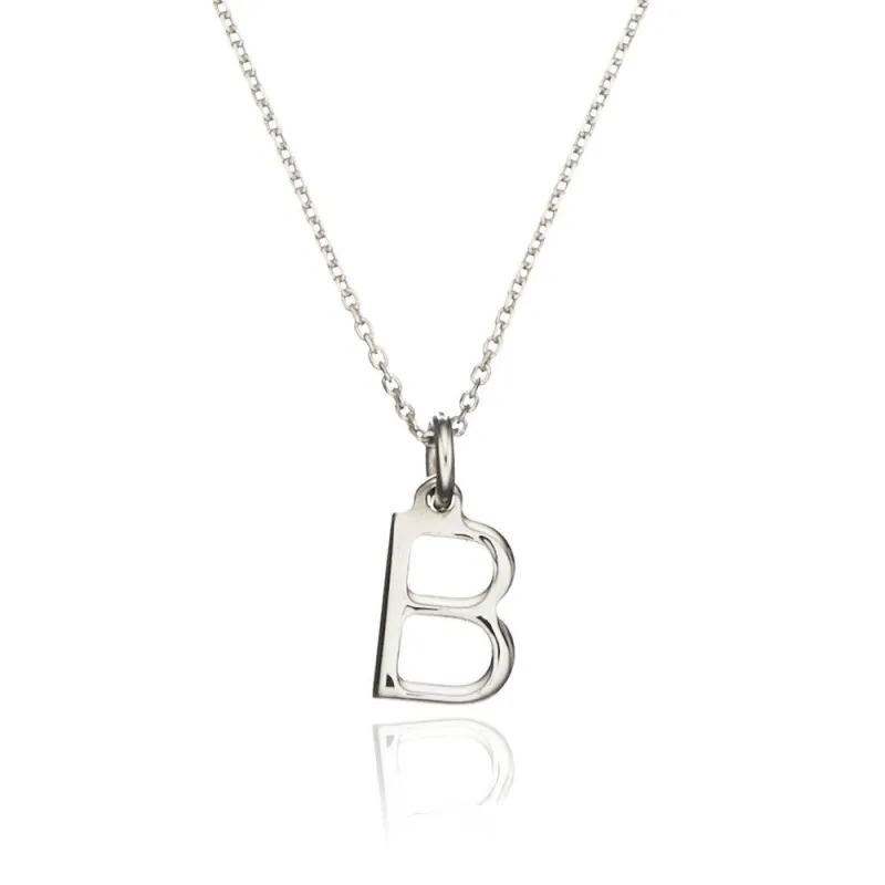 Solid White Gold Initial Letter Necklace sold by Lily & Roo