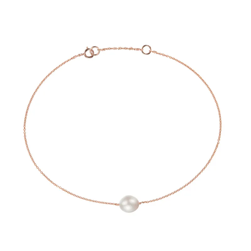 Rose Gold Small Pearl Anklet sold by Lily & Roo
