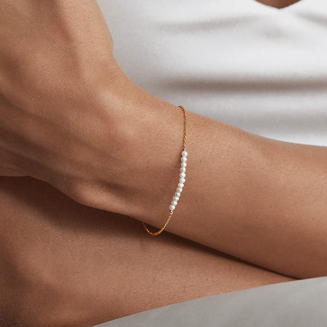 Rose Gold Small Pearl Cluster Bracelet sold by Lily & Roo product image thumbnail 2