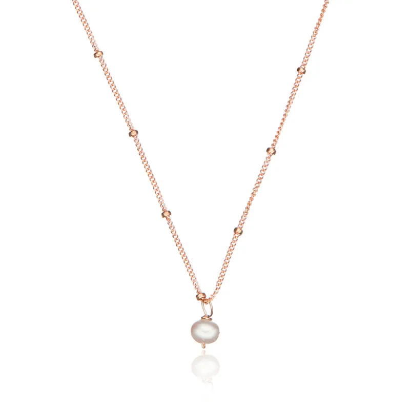 Rose Gold Single Pearl Satellite Necklace sold by Lily & Roo