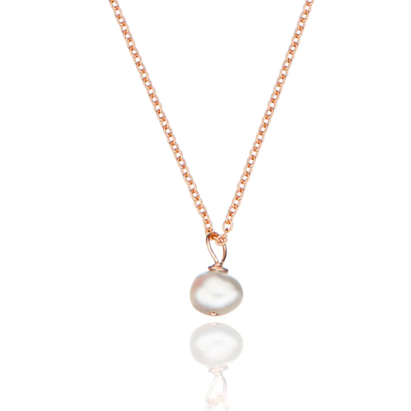 Rose Gold Single Pearl Necklace made by Lily & Roo