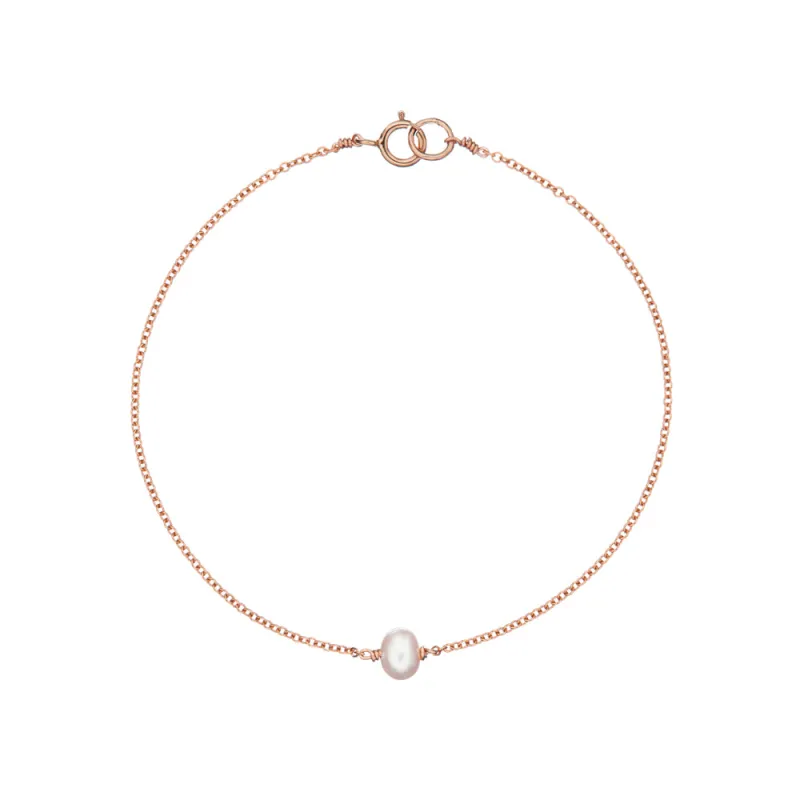 Rose Gold Single Pearl Bracelet sold by Lily & Roo