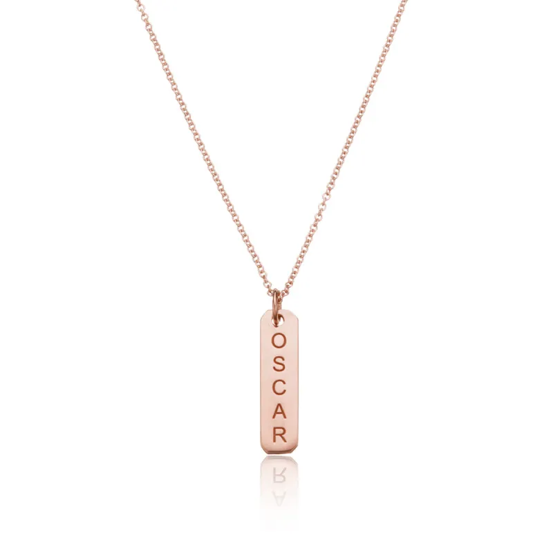 Rose Gold Personalised Bar Necklace sold by Lily & Roo