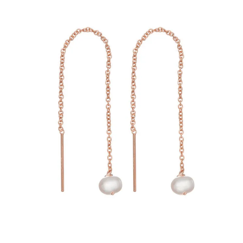 Rose Gold Pearl Drop Ear Threaders sold by Lily & Roo