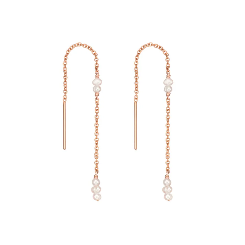 Rose Gold Mini Pearl Ear Threaders sold by Lily & Roo