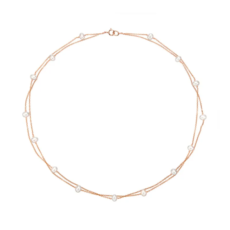 Rose Gold Layered Pearl Necklace made by Lily & Roo