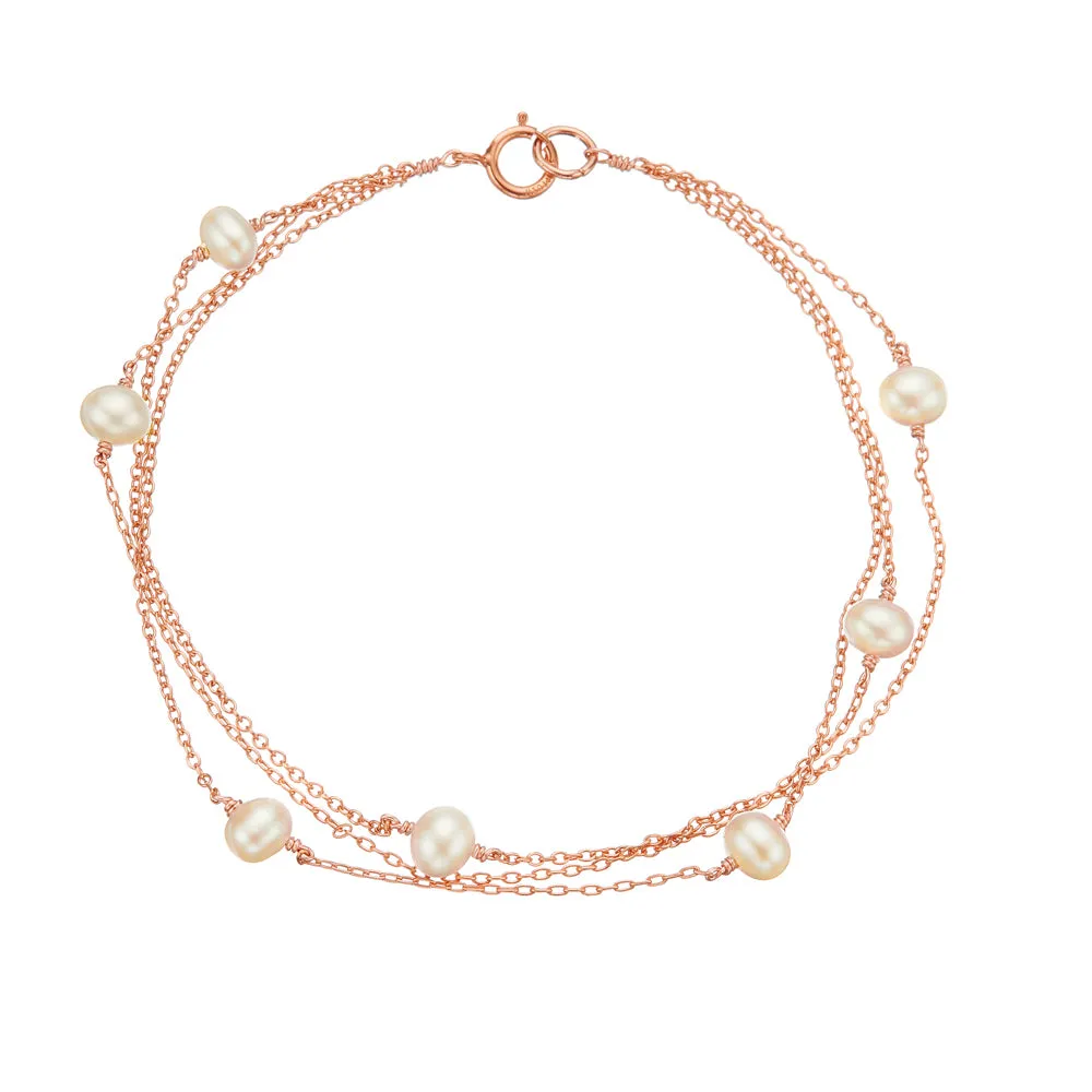 Rose Gold Layered Pearl Bracelet sold by Lily & Roo