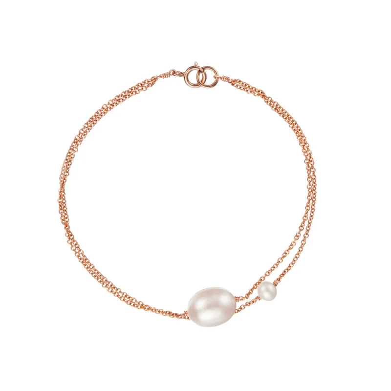 Rose Gold Layered Large and Small Pearl Bracelet sold by Lily & Roo