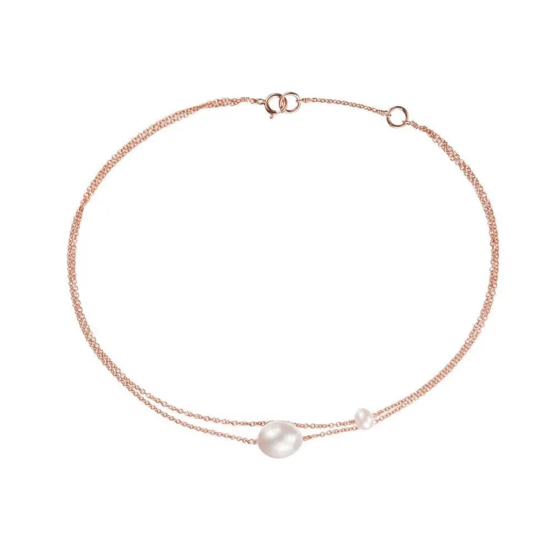 Rose Gold Layered Large and Small Pearl Anklet sold by Lily & Roo