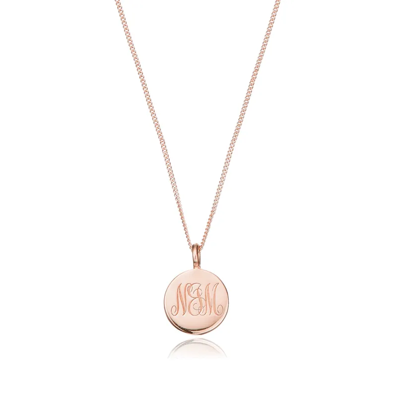 Rose Gold Large Engraved Disc Necklace sold by Lily & Roo