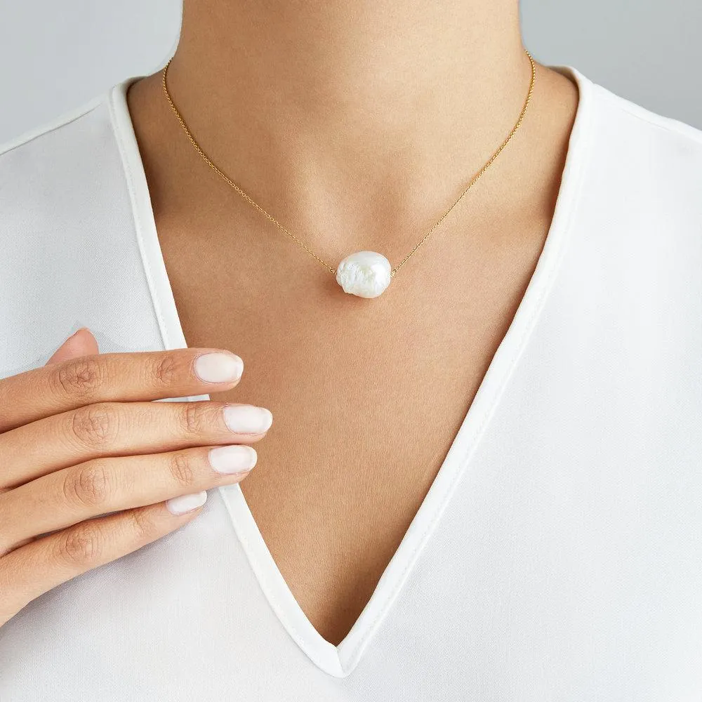 Rose Gold Large Baroque Pearl Choker sold by Lily & Roo product image thumbnail 2