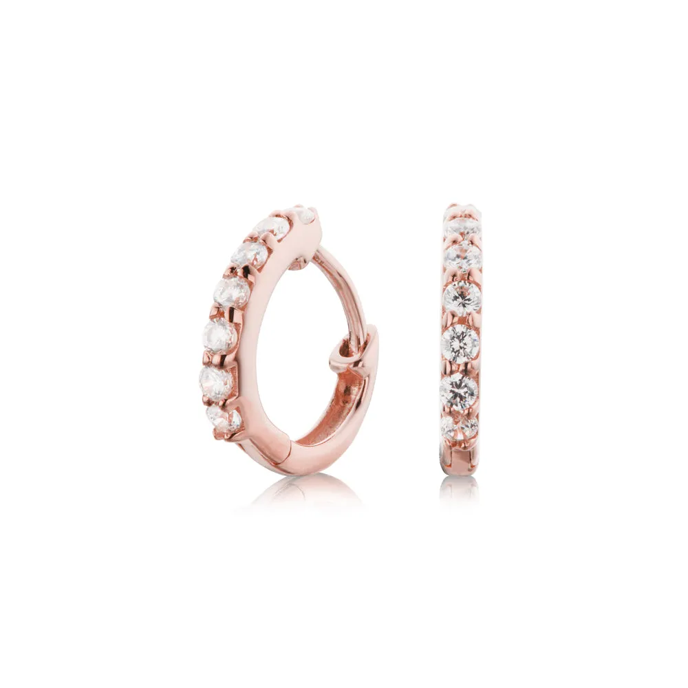 Rose Gold Diamond Style Huggie Hoop Earrings sold by Lily & Roo