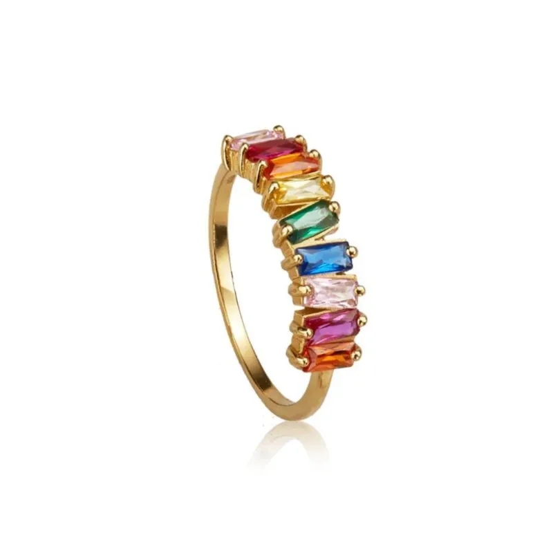 Gold Rainbow Gemstone Cluster Ring sold by Lily & Roo