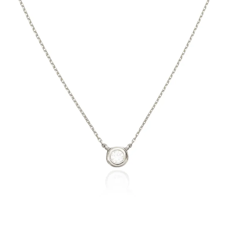 Solid White Gold Floating Diamond Necklace sold by Lily & Roo