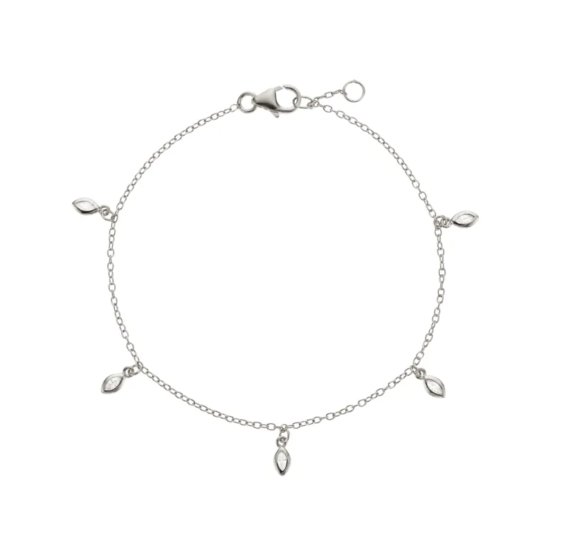 Silver Diamond Style Marquise Drop Bracelet sold by Lily & Roo