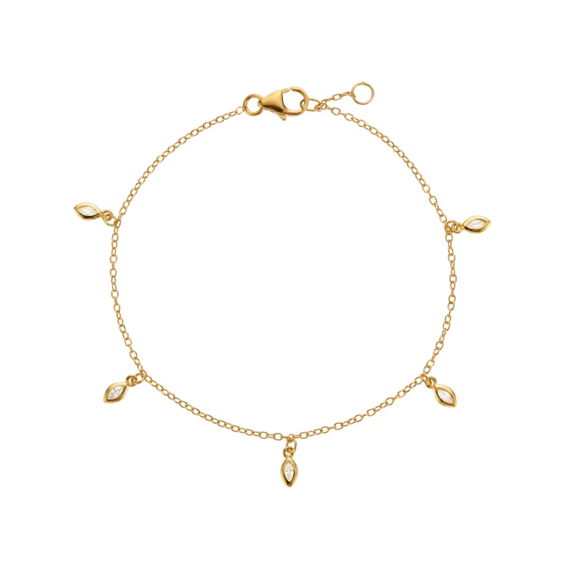 Gold Diamond Style Marquise Drop Bracelet sold by Lily & Roo