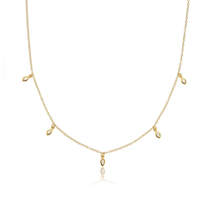 Gold Diamond Style Marquise Drop Necklace sold by Lily & Roo
