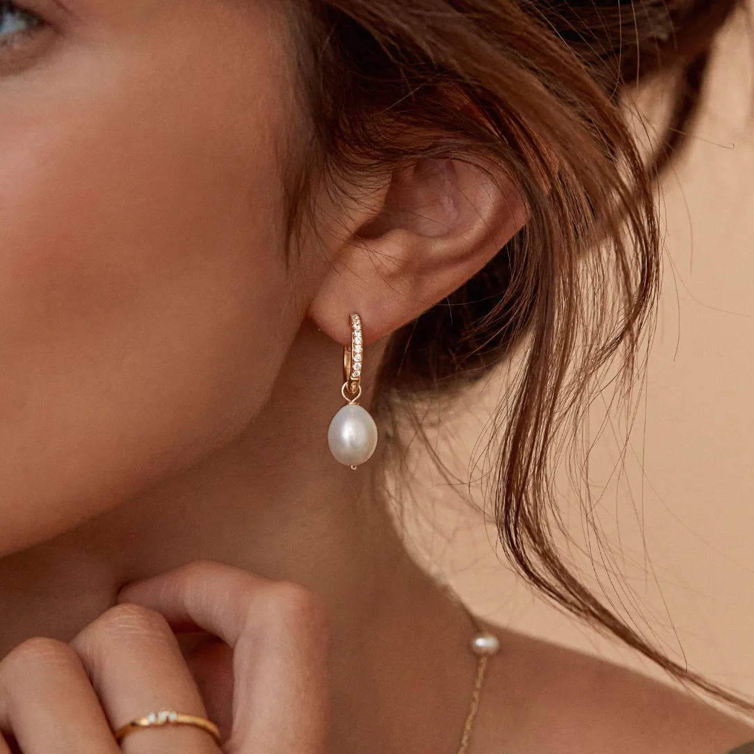 Gold Diamond Style Large Hoop Earrings sold by Lily & Roo product image thumbnail 5