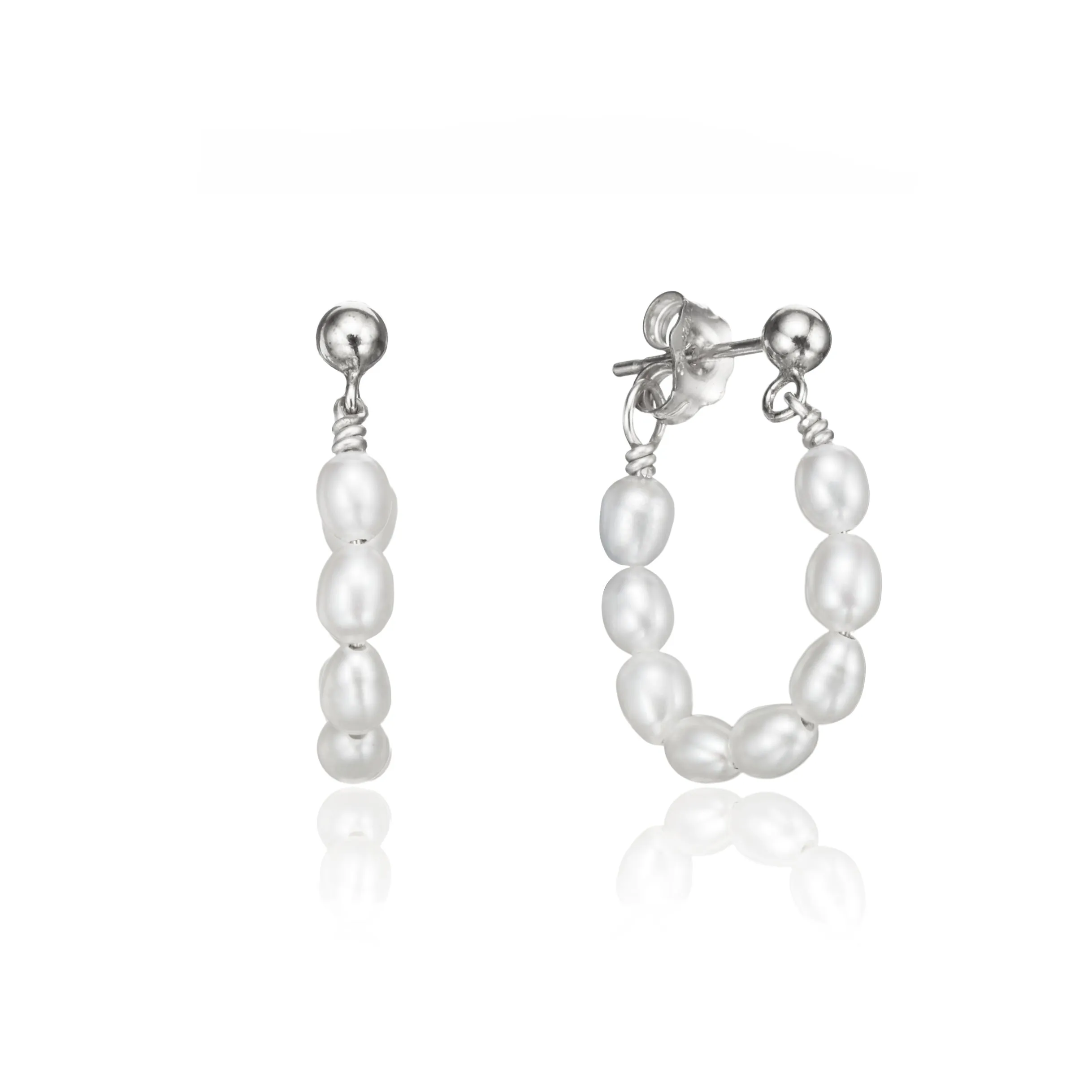 Silver Seed Pearl Hoop Earrings sold by Lily & Roo