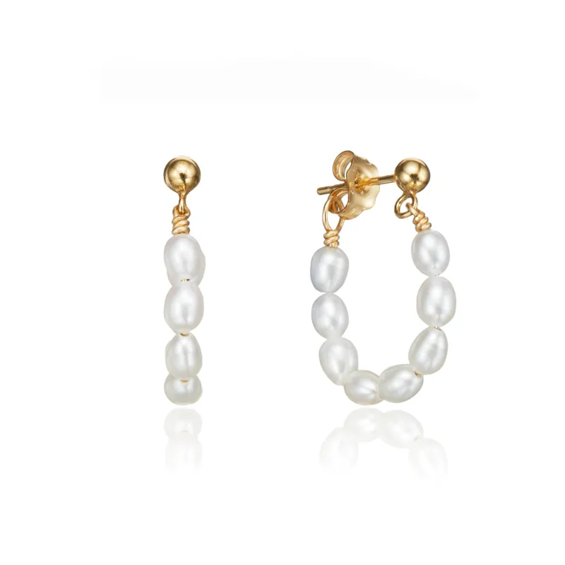 Gold Seed Pearl Hoop Earrings sold by Lily & Roo