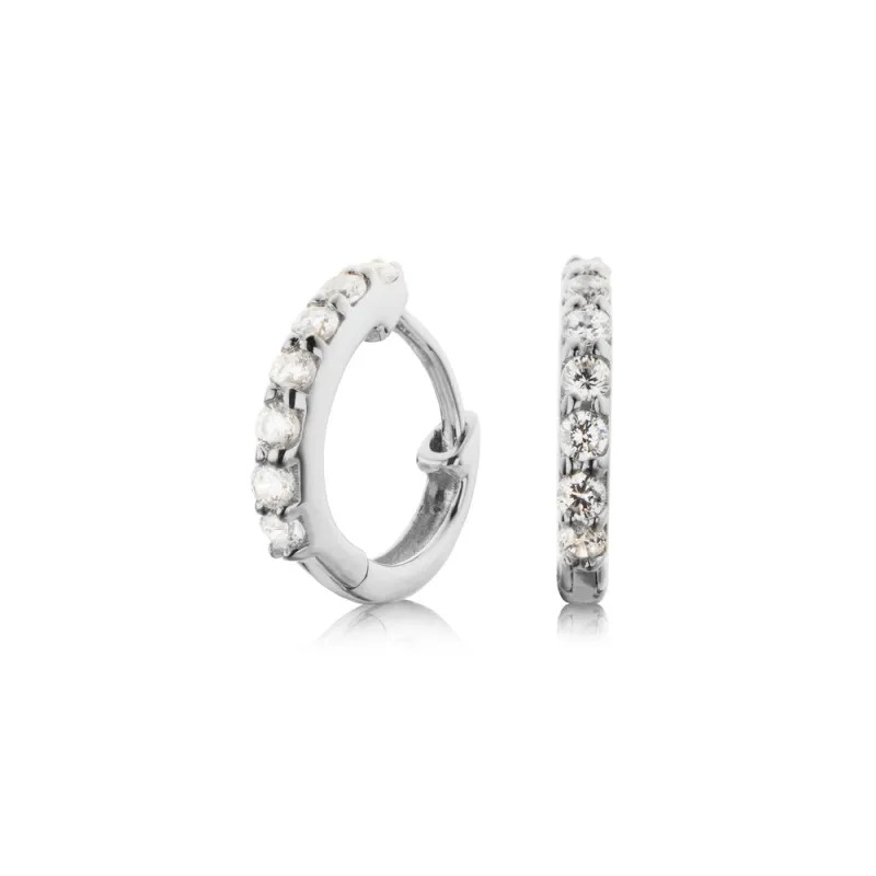 Silver Diamond Style Huggie Hoop Earrings sold by Lily & Roo