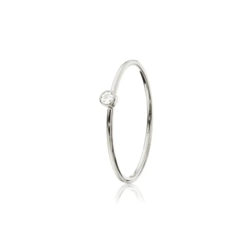 Silver Thin Diamond Style Stacking Ring sold by Lily & Roo