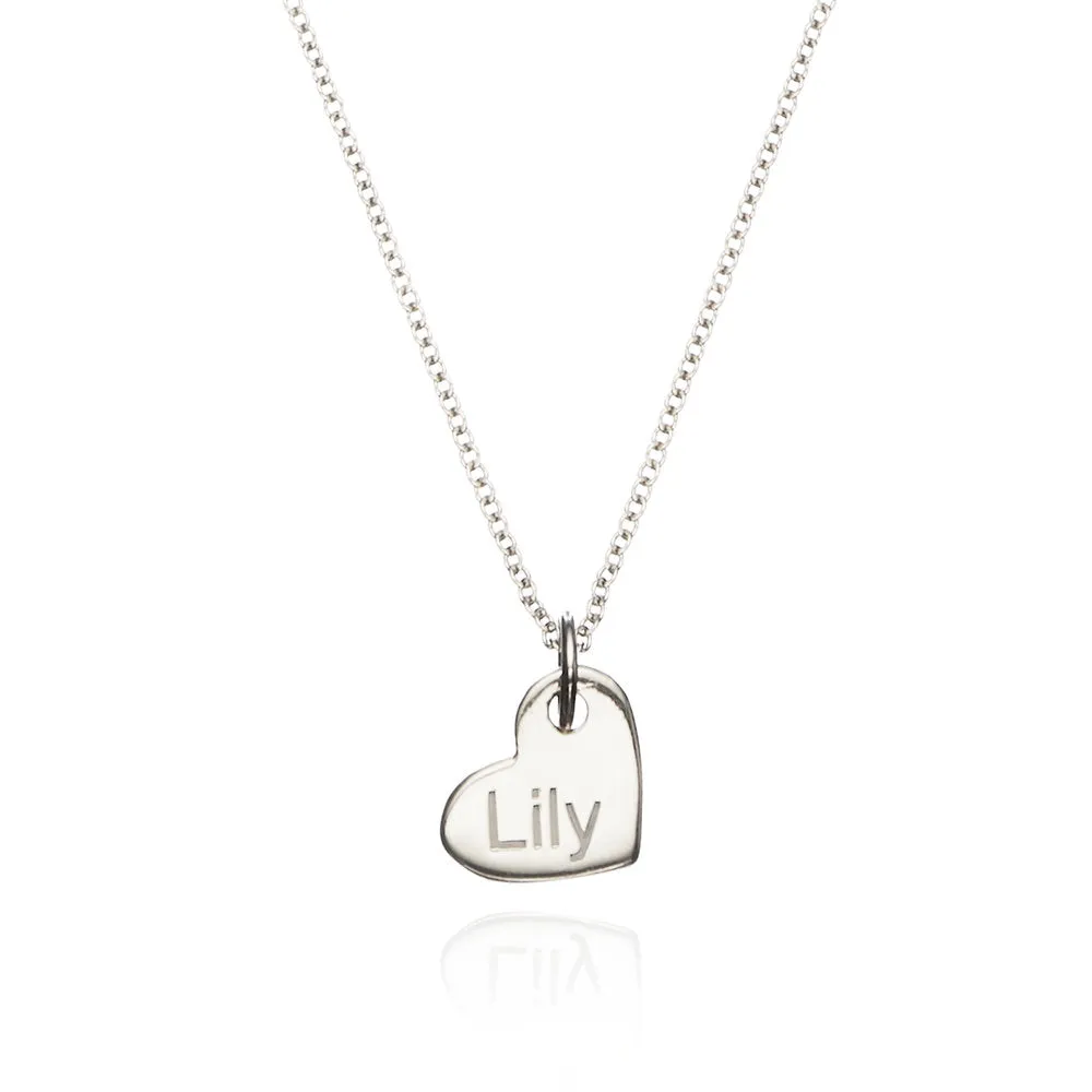 Silver Small Personalised Heart Necklace sold by Lily & Roo