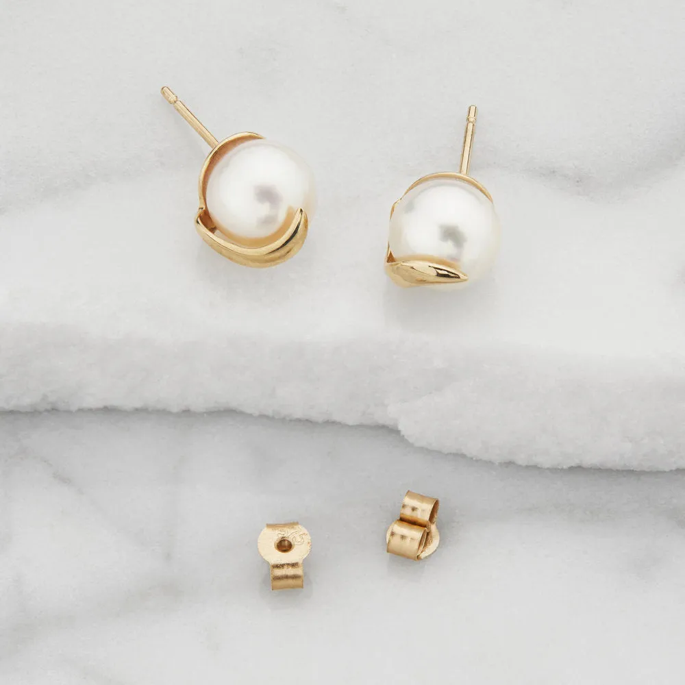Solid Gold Pearl Studs sold by Lily & Roo product image thumbnail 3