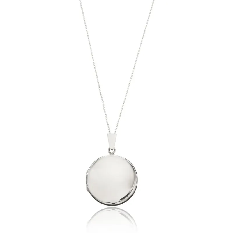 Silver Large Round Locket Necklace sold by Lily & Roo