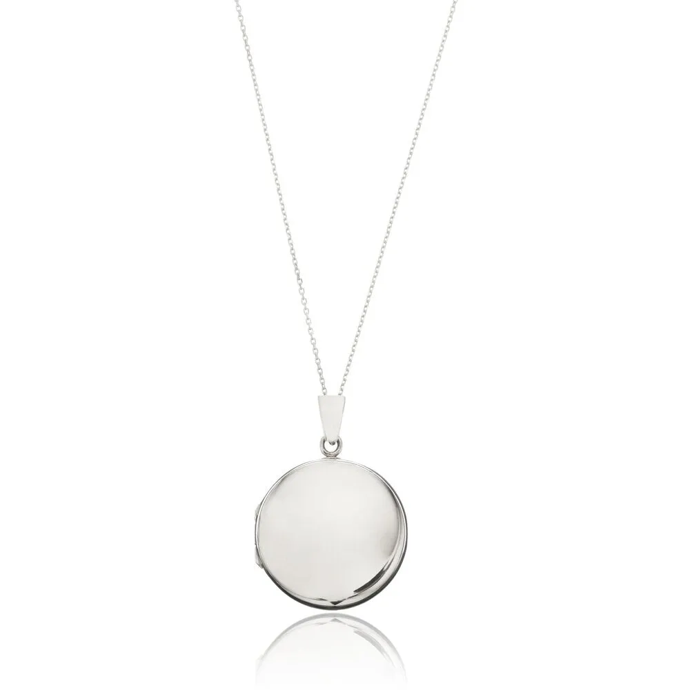 Silver Large Round Locket Necklace sold by Lily & Roo