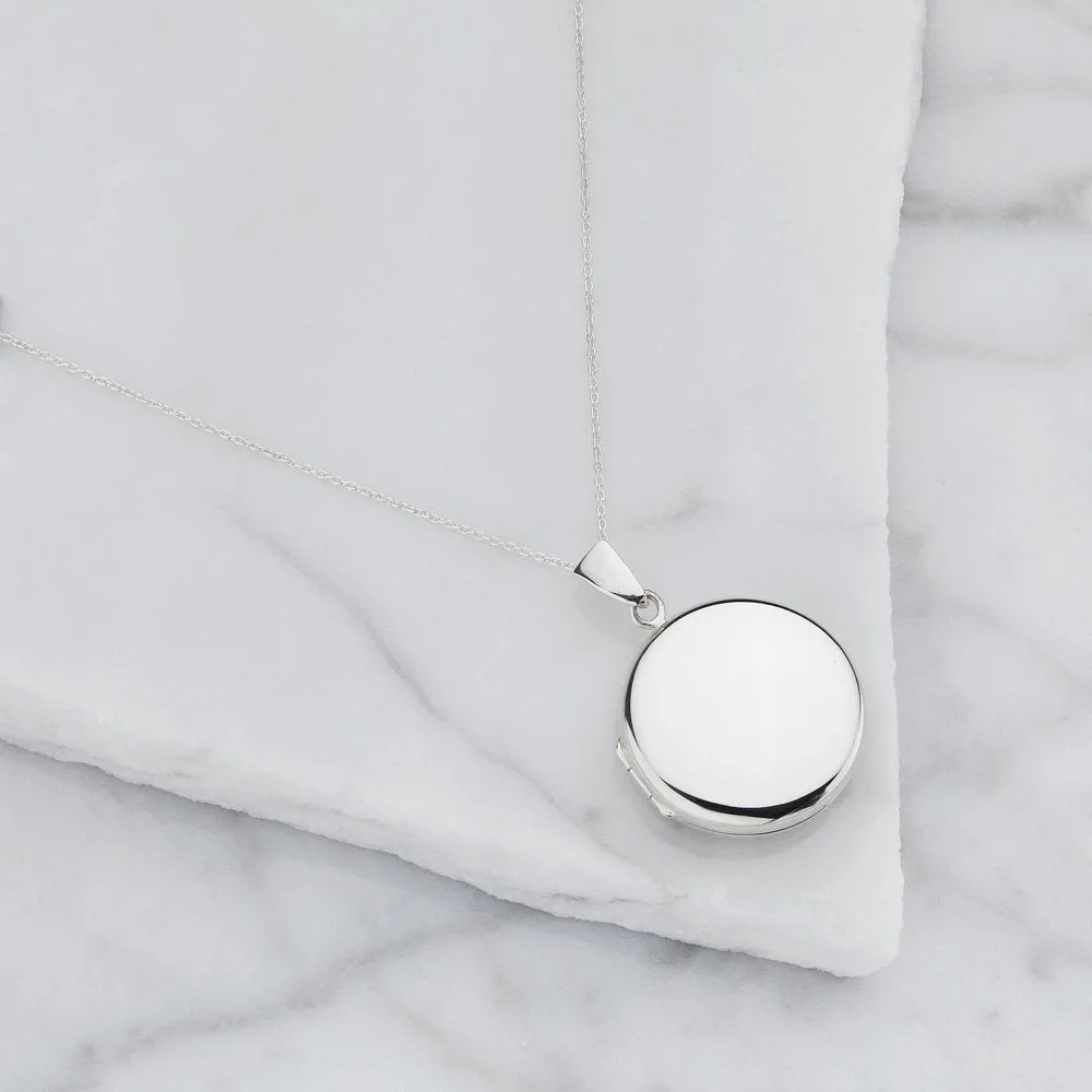 Silver Large Round Locket Necklace sold by Lily & Roo product image thumbnail 3