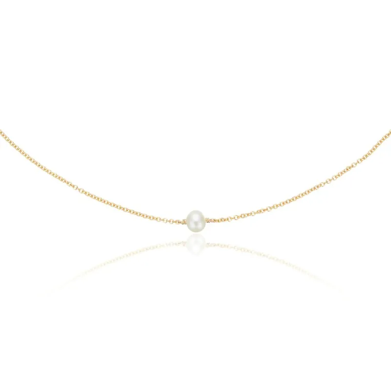 Gold Single Pearl Choker made by Lily & Roo