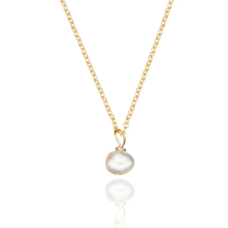 Gold Single Pearl Necklace sold by Lily & Roo