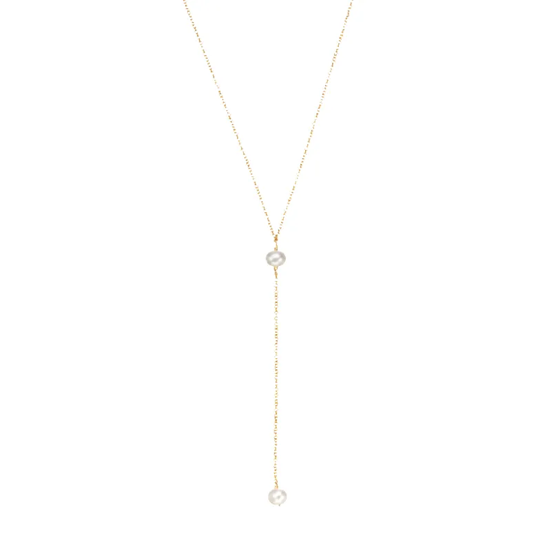 Gold Pearl Lariat Necklace sold by Lily & Roo