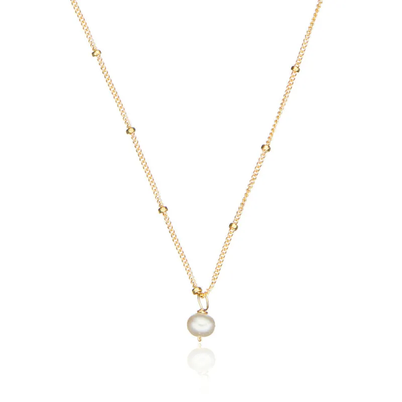Gold Single Pearl Satellite Necklace sold by Lily & Roo